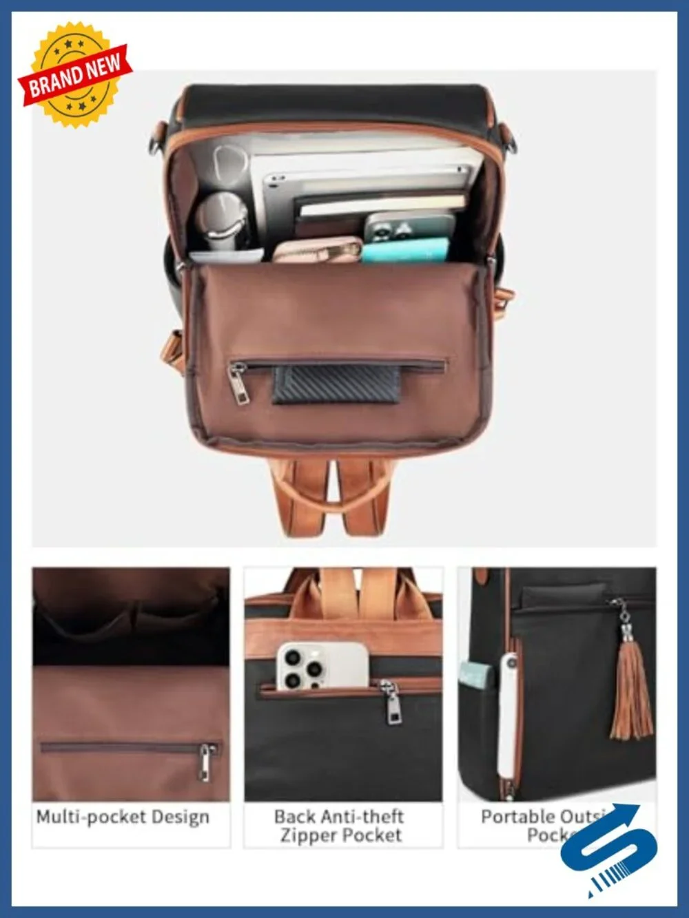 Waterproof Faux Leather Backpack for Women, 13